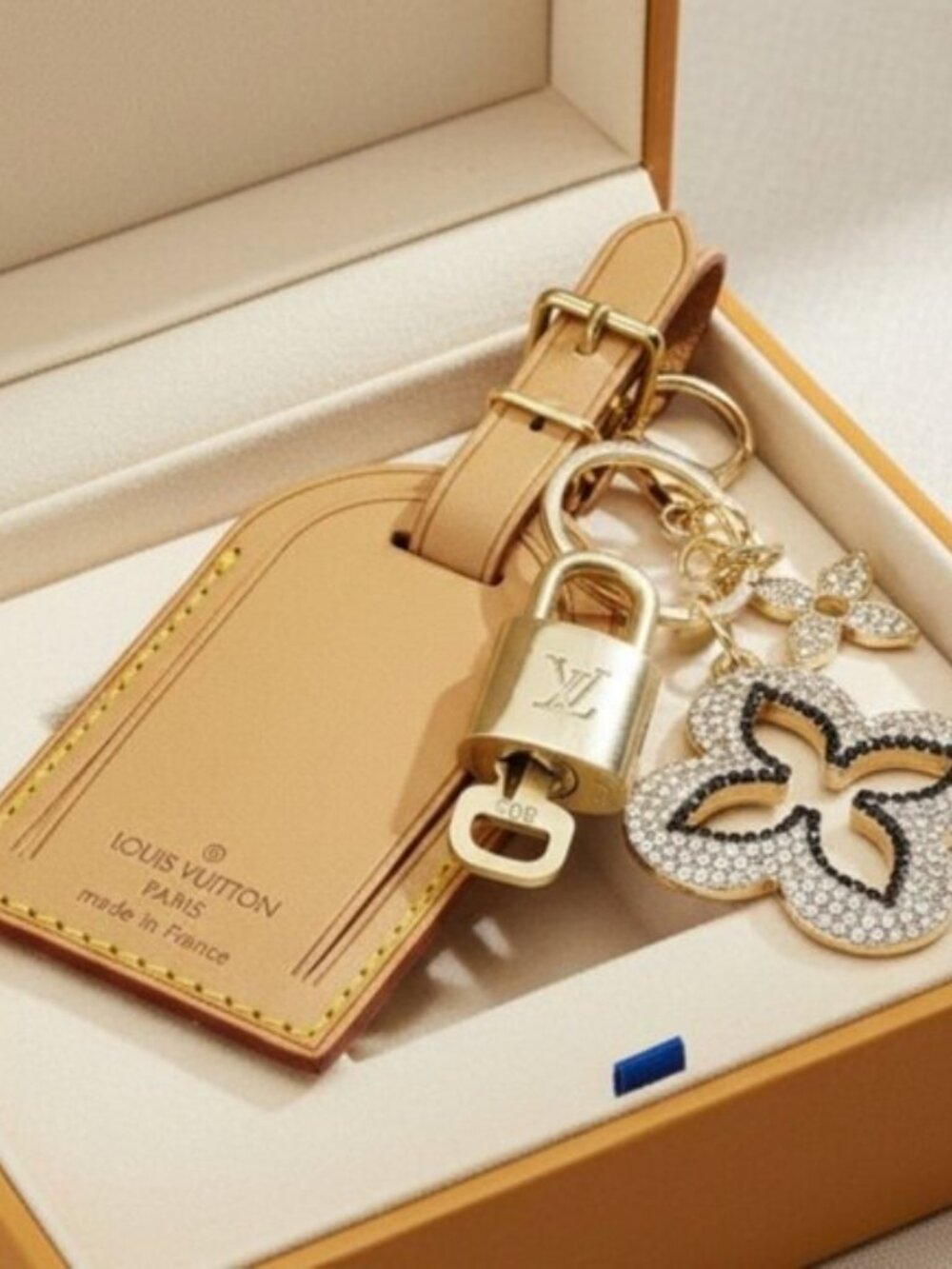 Authentic Louis Vuitton Luggage Nametag and Gold Padlock with Unbranded Keycharm - Picture 6 of 14